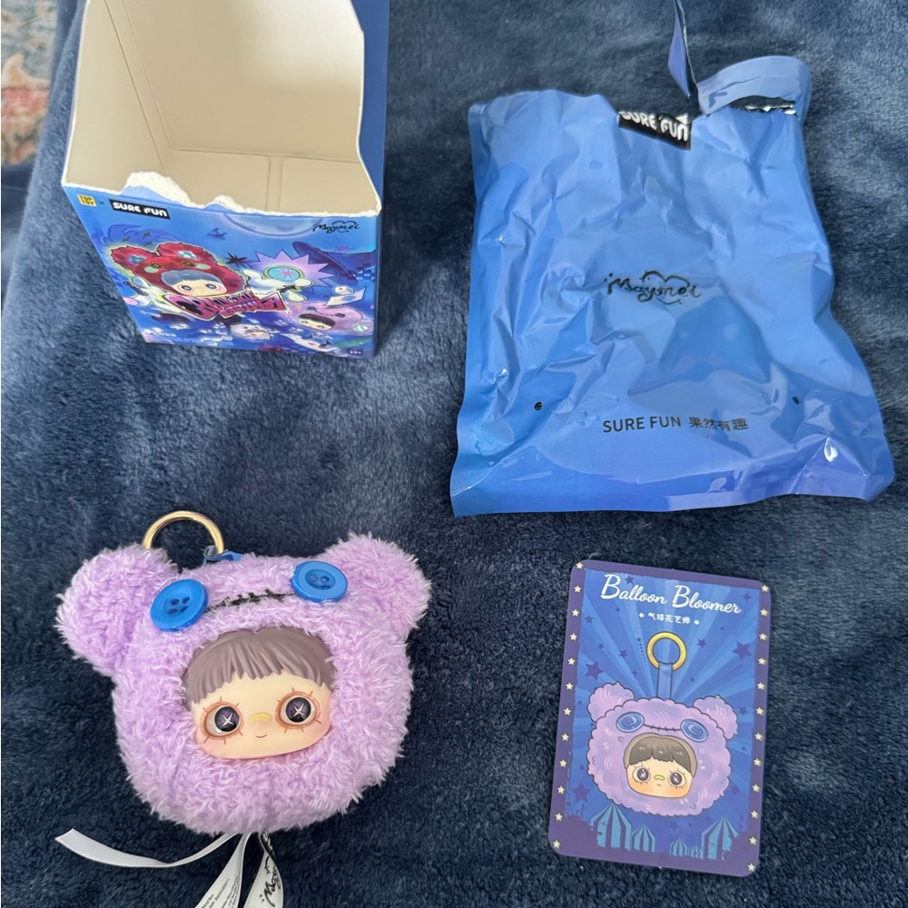 Purple Plush Keychain with Character Face